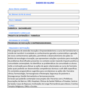 Projeto de Extensão II Pronto Modelo Copia Farmarcia - Anhanguera Unopar Pitagoras, Ampli