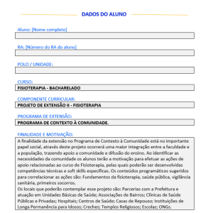 Projeto de Extensão II Pronto Modelo Copia Fisioterapia - Anhanguera Unopar Pitagoras, Ampli
