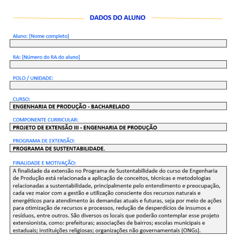 Projeto de extensão modelo pronto engenharia de produção iii - Anhanguera Unopar