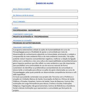 Projeto de extensão psicopedagogia iii - Anhanguera Unopar