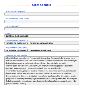 Projeto de extensão quimica iii - Anhanguera Unopar