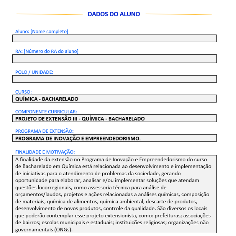 Projeto de extensão quimica iii - Anhanguera Unopar